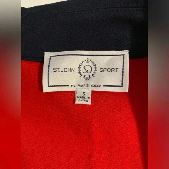 ST. John Sport Red and Navy Cropped Jacket Size Small - Picture 9 of 13